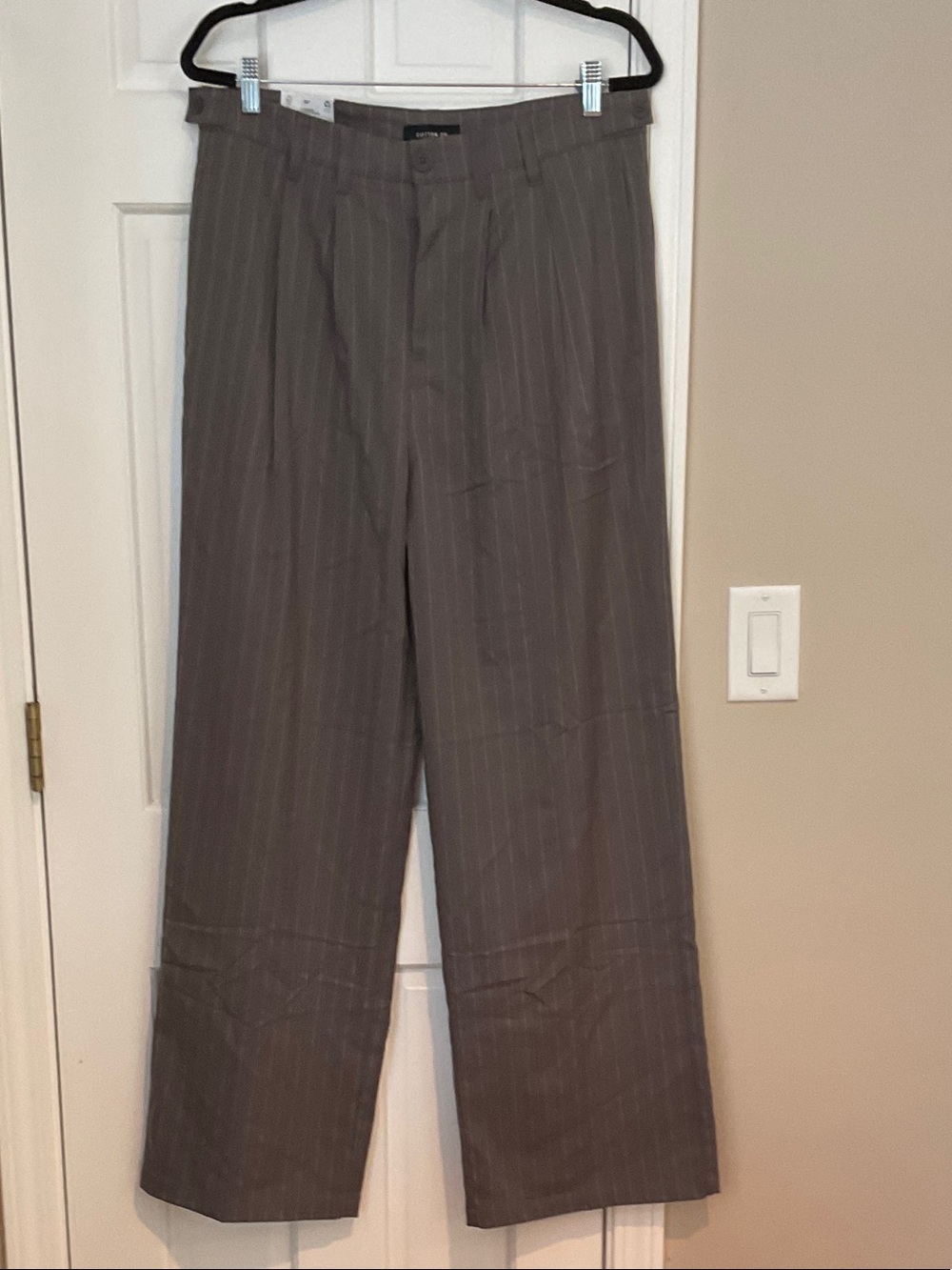 Cotton On Men's Brown Pinstripe Dress Pants